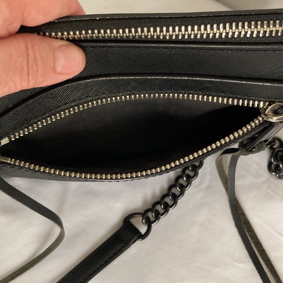Rebecca Minkoff Black Saffiano Leather crossbody with Chain Strap - Picture 6 of 11